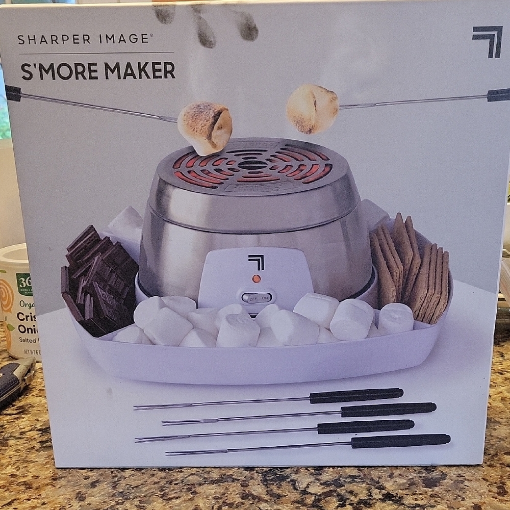 Sharper Image Electric S'more Maker, Stainless Steel ,built In Serving Tray.NEW